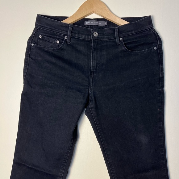Levis 505 Womens Black Pants 6 Straight Leg Ankle Cropped Jeans Stretch Casual - Picture 4 of 17